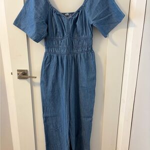 Old Navy Blue Denim romper wide leg size small